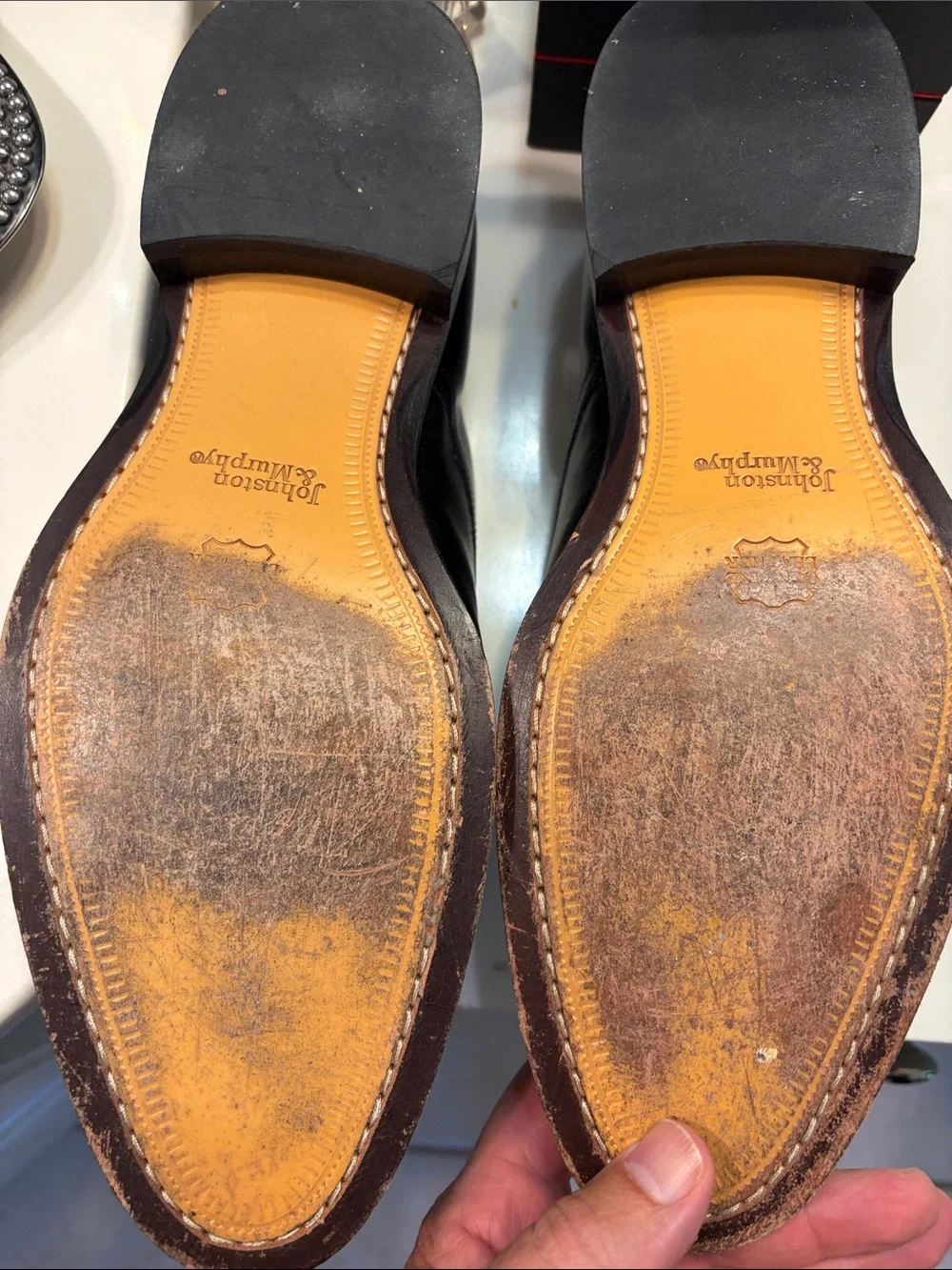 Johnston & Murphy Black Leather Double Monk Strap Oxfords